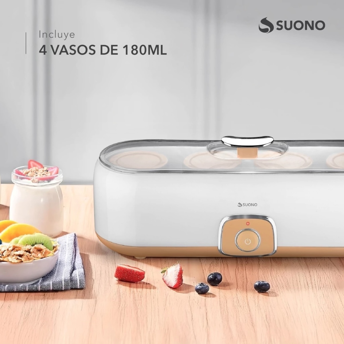 SUONO YOGURTERA ELÉCTRICA 720ML 4 VASOS NARANJA - Imagen 4