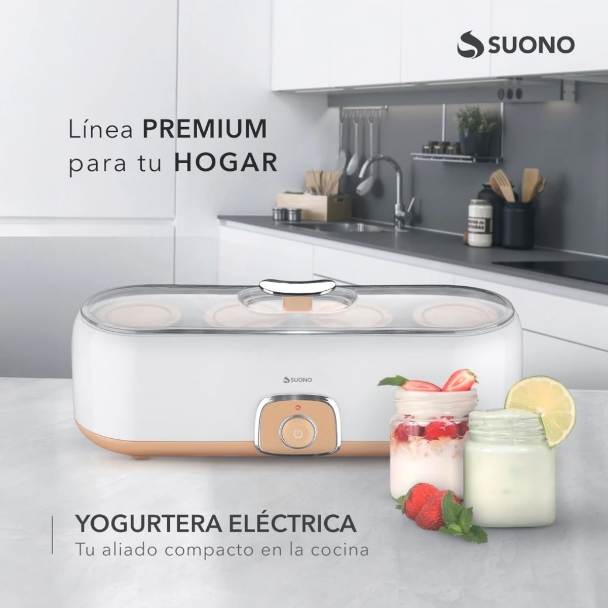 SUONO YOGURTERA ELÉCTRICA 720ML 4 VASOS NARANJA - Imagen 6