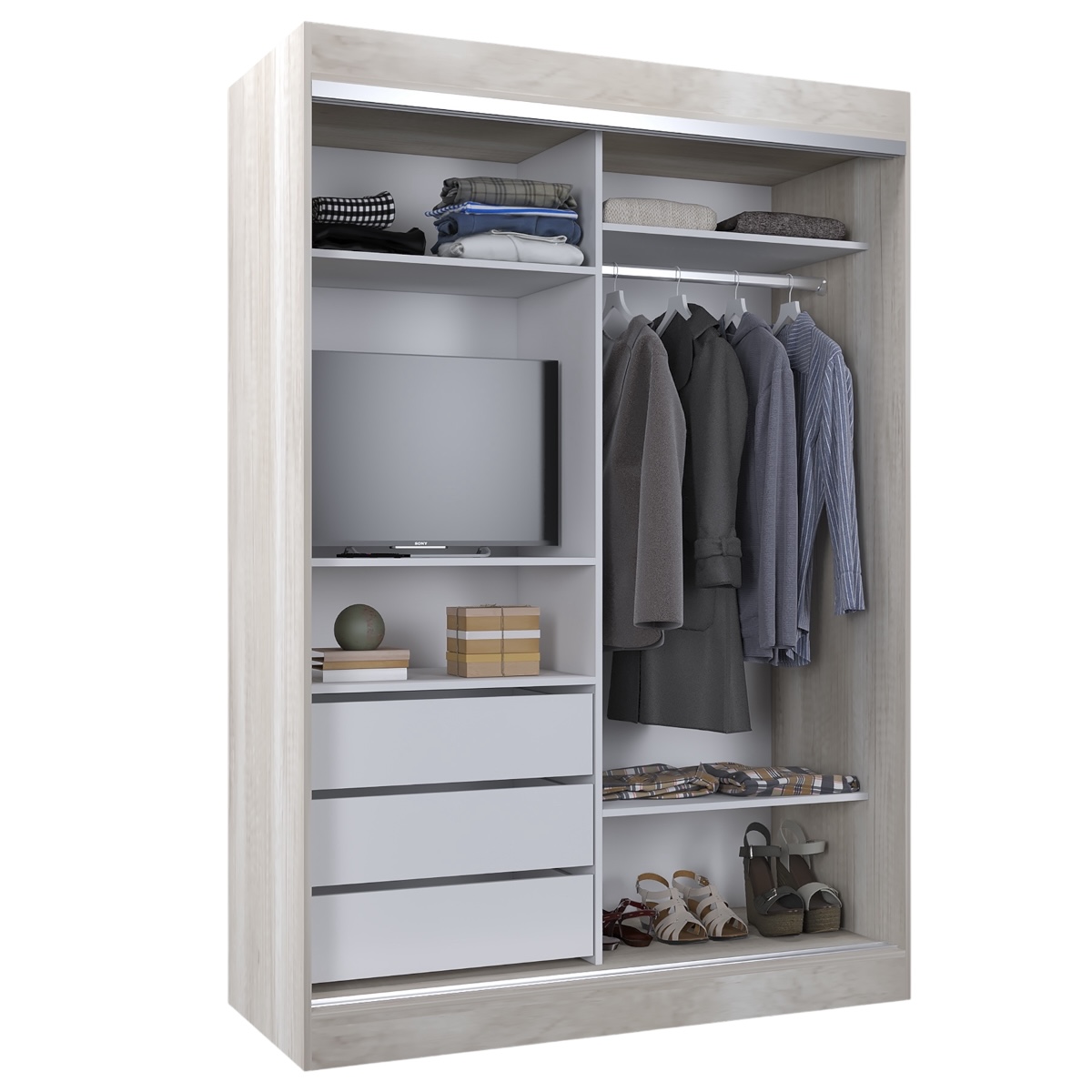 VESTIDOR 2 PUERTAS CORREDIZAS CON ESPEJO 140x200 CORSA - Imagen 2