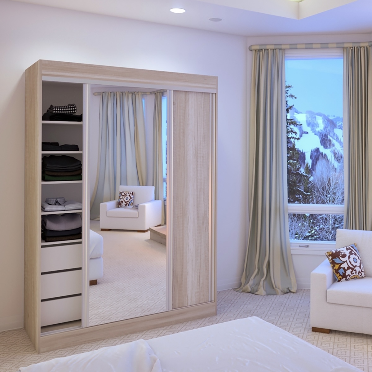 VESTIDOR 2 PUERTAS CORREDIZAS CON ESPEJO 140x200 CORSA - Imagen 6