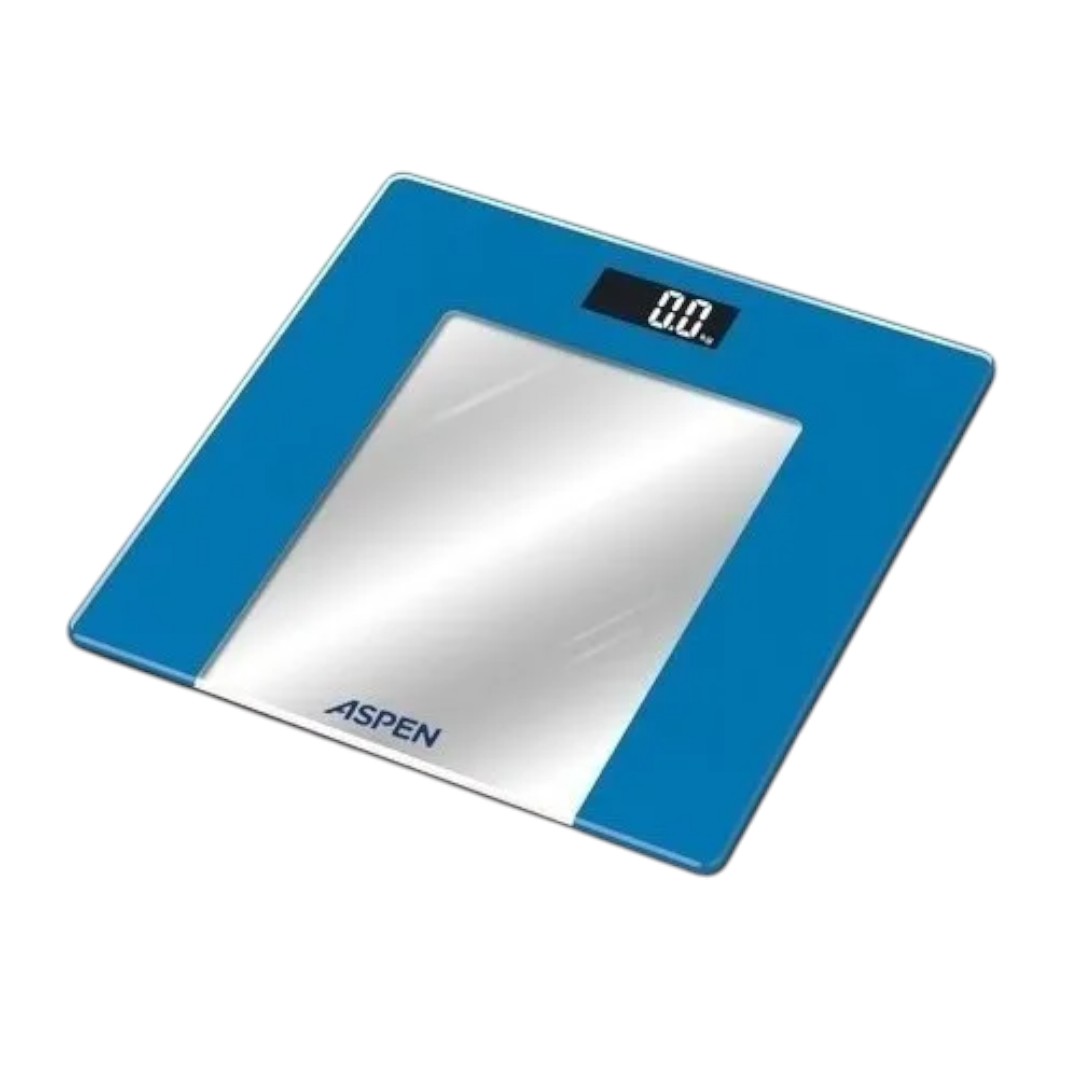 BALANZA DIGITAL ASPEN DE VIDRIO AZUL PERSONAL B010