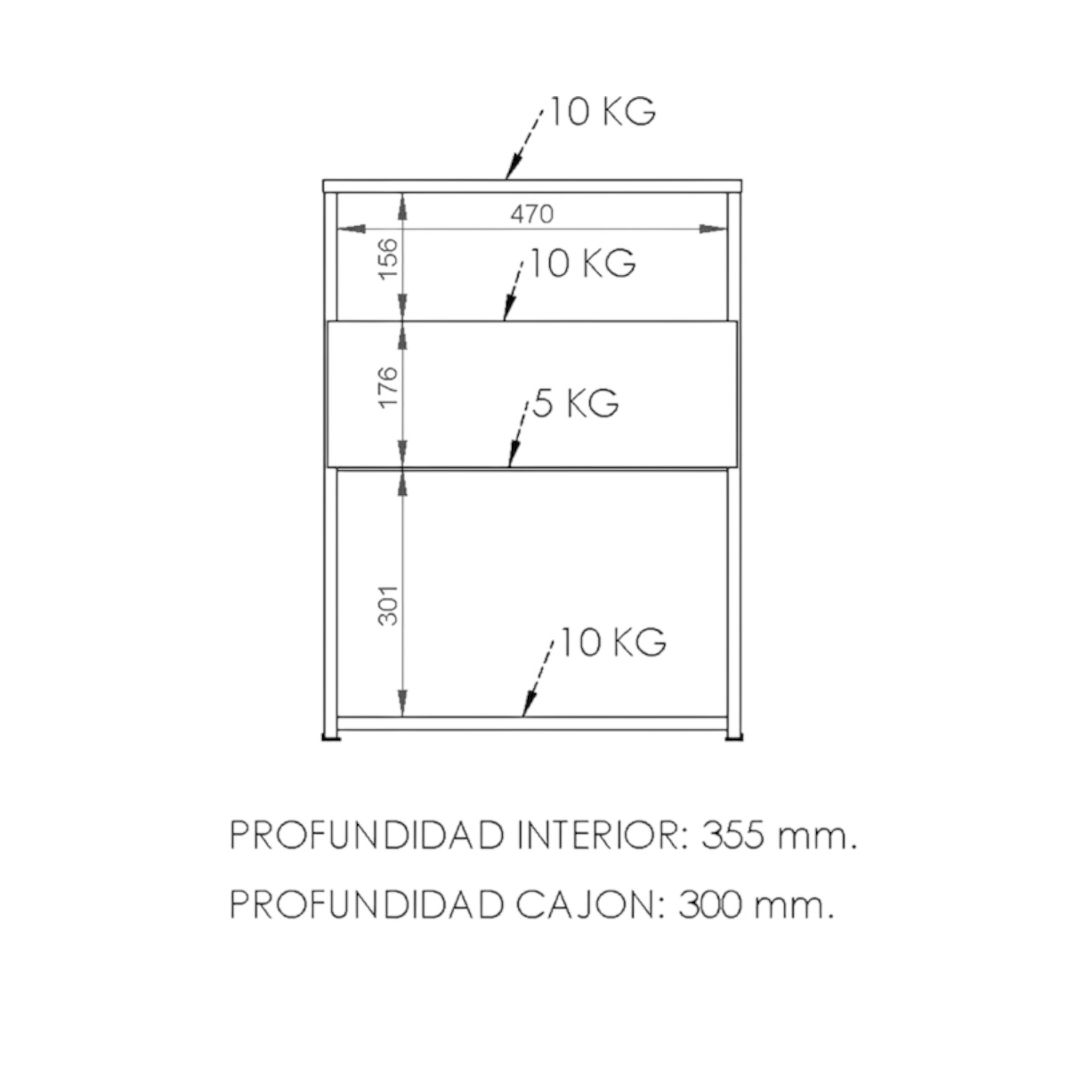DIELFE MESA DE LUZ CLÁSICA 1 CAJÓN - Imagen 4