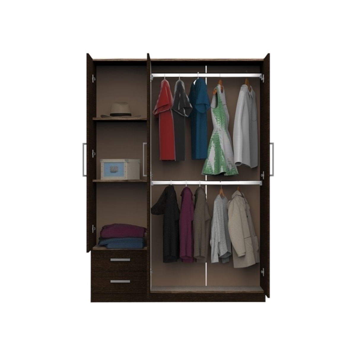 DIELFE PLACARD 3 PUERTAS DE ABRIR, ESTANTES Y 2 CAJONES PAC130 - Imagen 3