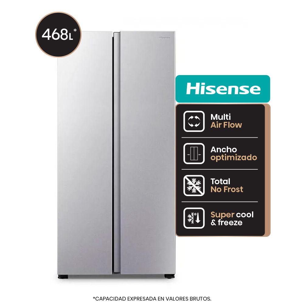 HELADERA HISENSE RS3N428NAD SBS SILVER