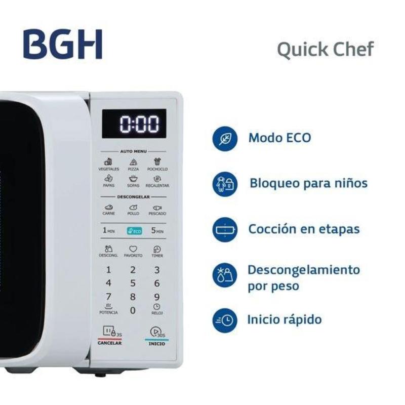 Microondas BGH B120DB20I 20 Lts Digital Blanco - Imagen 2
